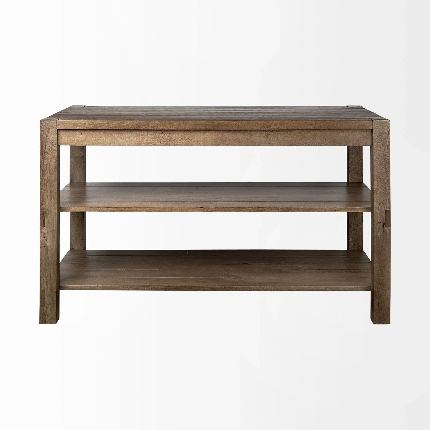 Brown Solid Wood Kitchen Island With Two Tier Smooth Counter Top - Homeroots - Flyclothing LLC
