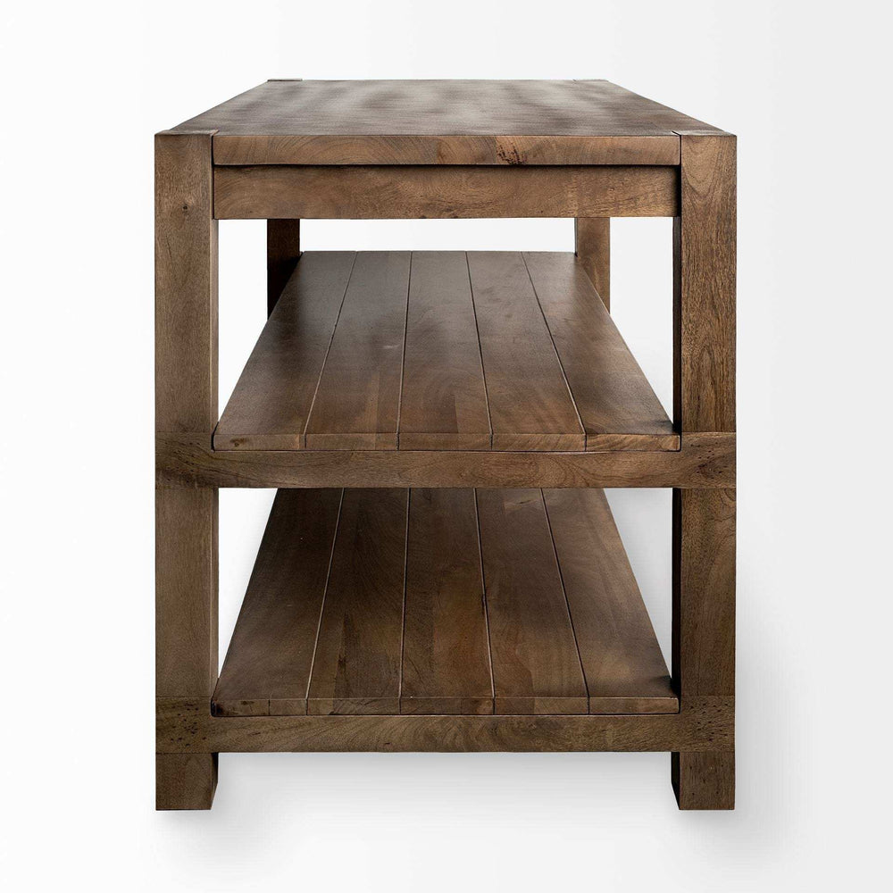 Brown Solid Wood Kitchen Island With Two Tier Smooth Counter Top - Homeroots - Flyclothing LLC