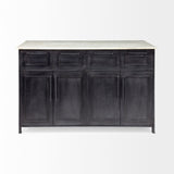 Solid Iron Black Body White Marble Top Kitchen Island With 4 Drawer - Homeroots