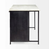 Solid Iron Black Body White Marble Top Kitchen Island With 4 Drawer - Homeroots - Flyclothing LLC