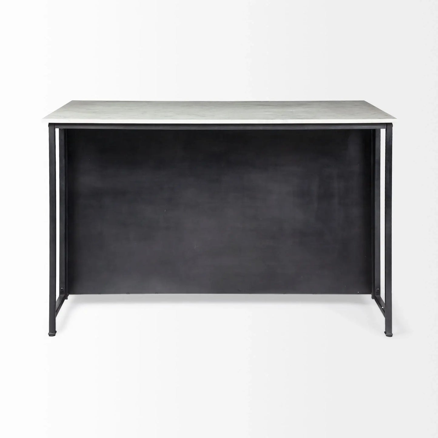 Solid Iron Black Body White Marble Top Kitchen Island With 4 Drawer - Homeroots - Flyclothing LLC