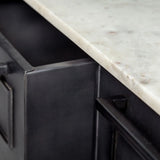 Solid Iron Black Body White Marble Top Kitchen Island With 4 Drawer - Homeroots - Flyclothing LLC