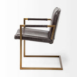 Black Leather Seat Accent Chair With Brass Frame - Homeroots - Flyclothing LLC