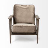 31" Olive Green And Brown Velvet Lounge Chair - Homeroots