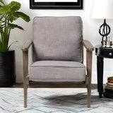31" Gray And Brown Fabric Lounge Chair - Homeroots - Flyclothing LLC