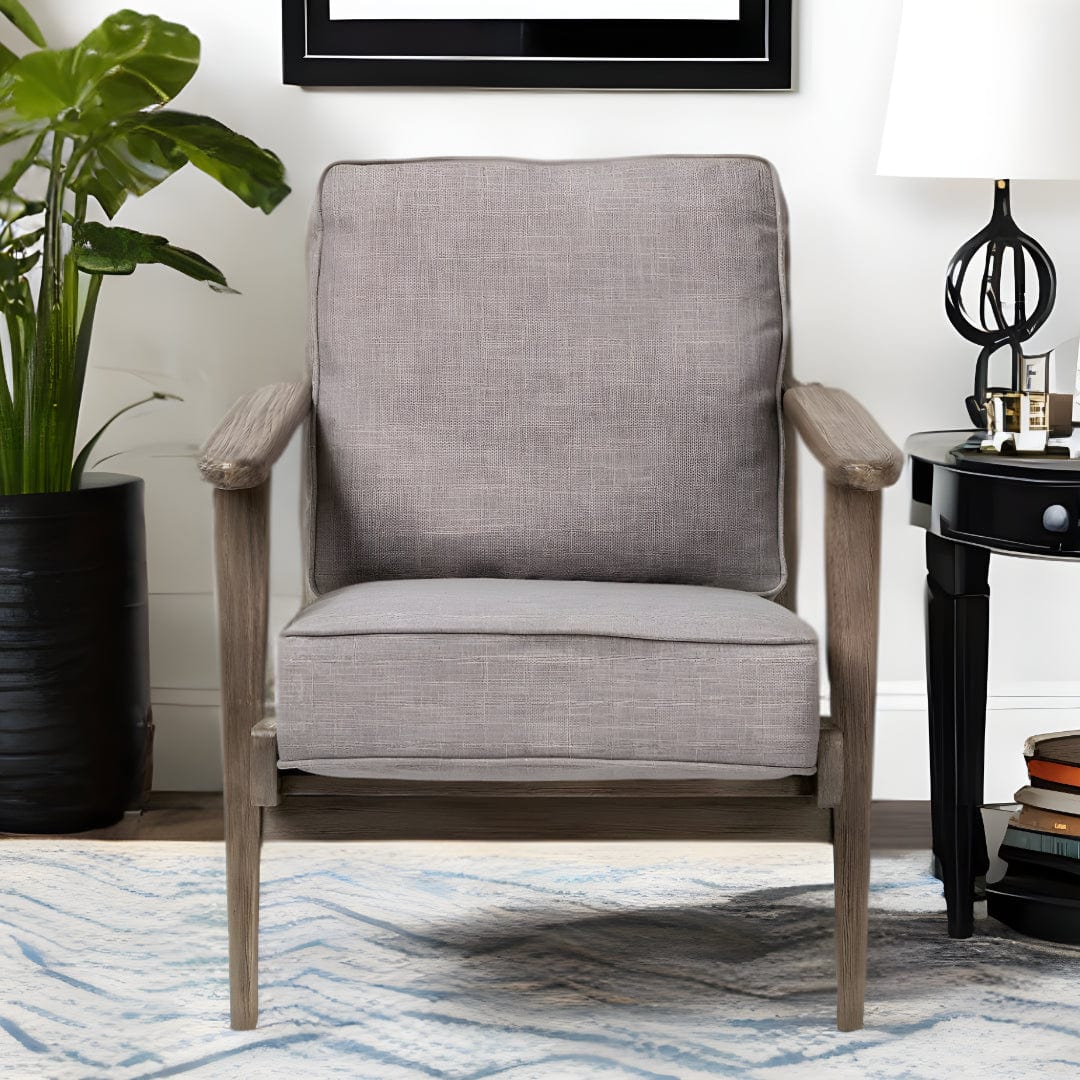 31" Gray And Brown Fabric Lounge Chair - Homeroots - Flyclothing LLC