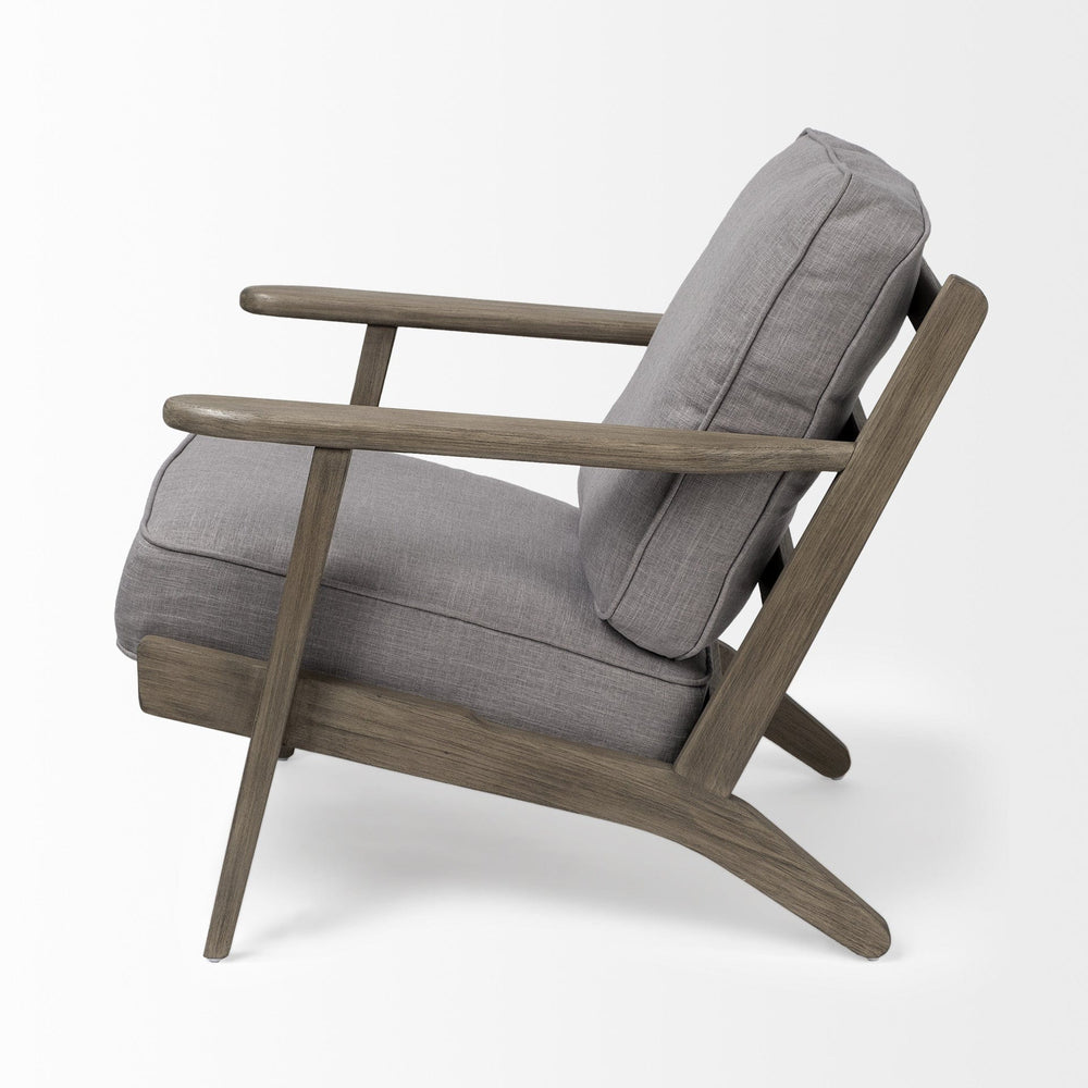 31" Gray And Brown Fabric Lounge Chair - Homeroots