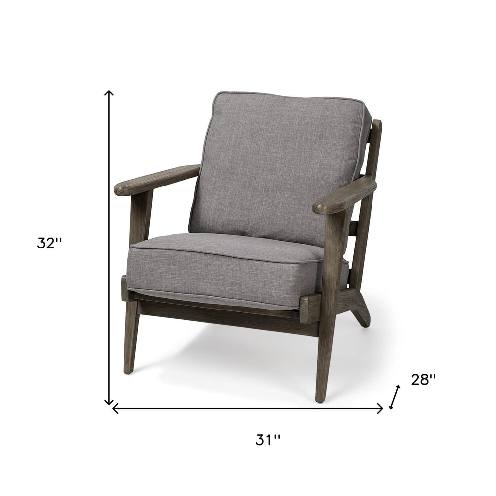 31" Gray And Brown Fabric Lounge Chair - Homeroots