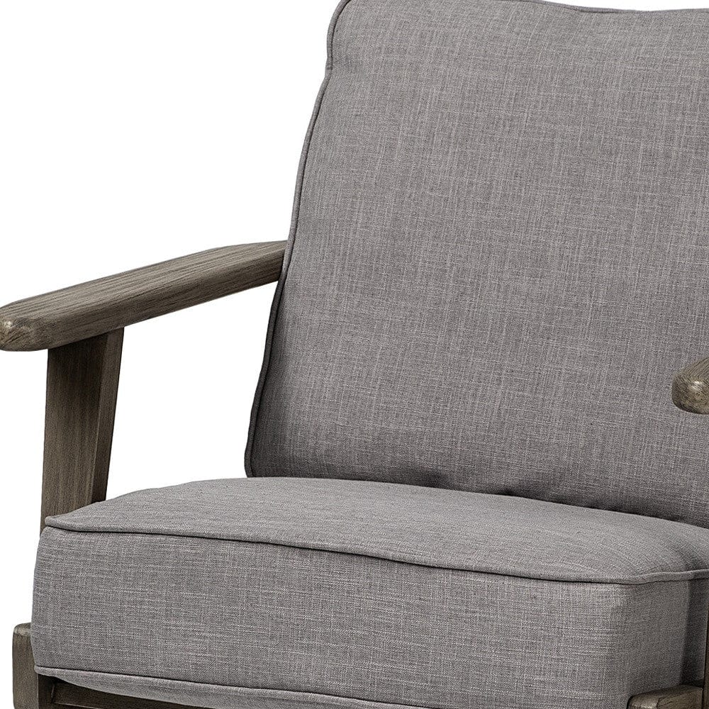 31" Gray And Brown Fabric Lounge Chair - Homeroots