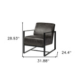 32" Black Genuine Leather Distressed Arm Chair - Homeroots
