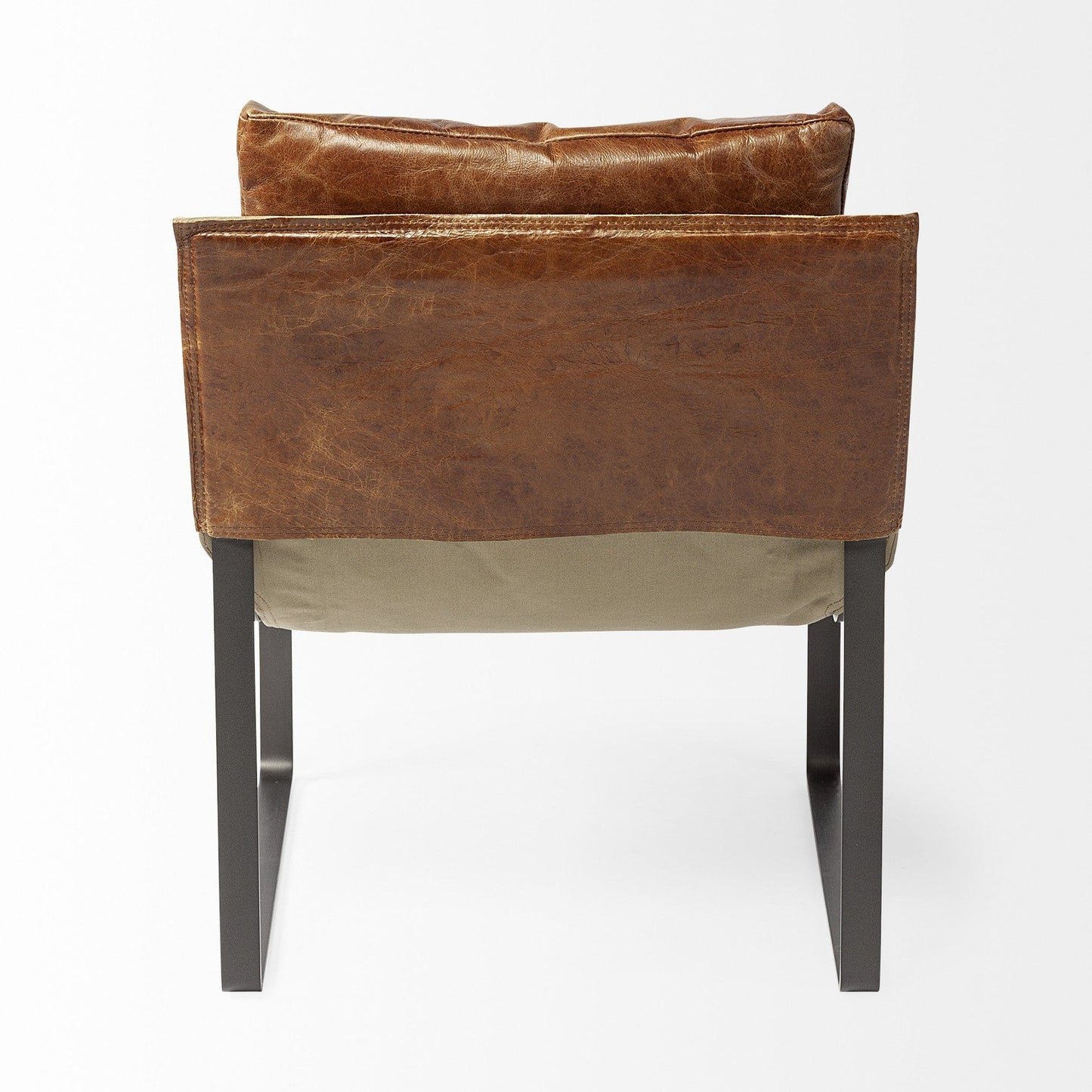 35" Brown And Black Leather Distressed Lounge Chair - Homeroots - Flyclothing LLC