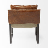 35" Brown And Black Leather Distressed Lounge Chair - Homeroots