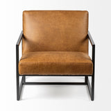 32" Brown And Black Faux Leather Distressed Arm Chair - Homeroots - Flyclothing LLC