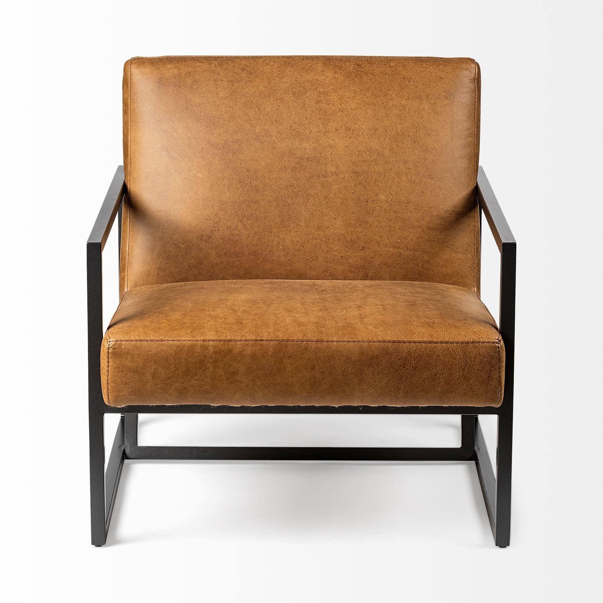 32" Brown And Black Faux Leather Distressed Arm Chair - Homeroots - Flyclothing LLC