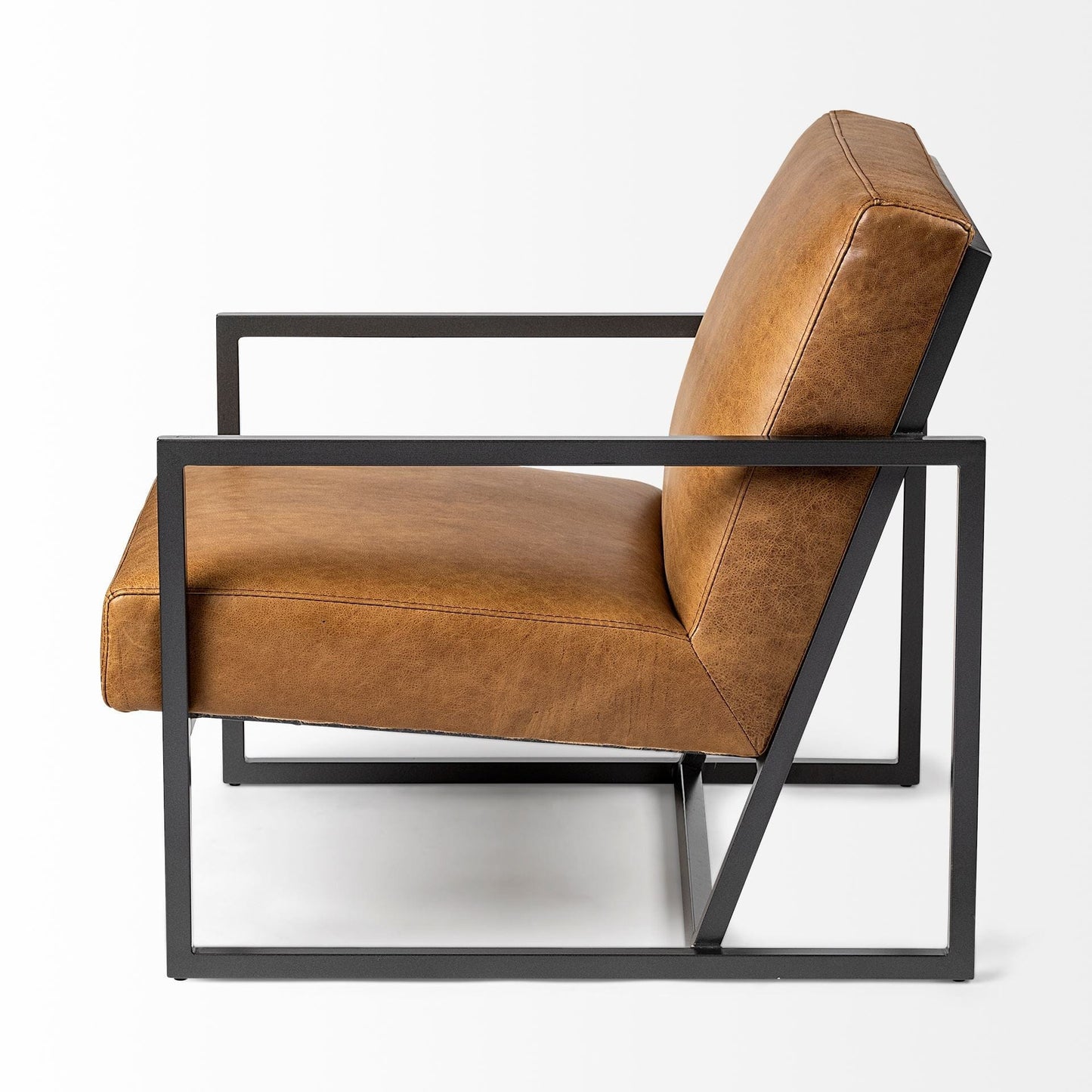 32" Brown And Black Faux Leather Distressed Arm Chair - Homeroots - Flyclothing LLC