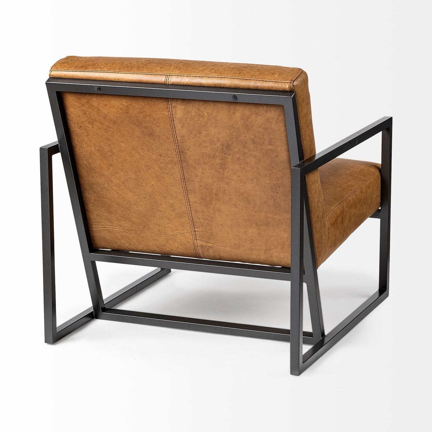 32" Brown And Black Faux Leather Distressed Arm Chair - Homeroots - Flyclothing LLC
