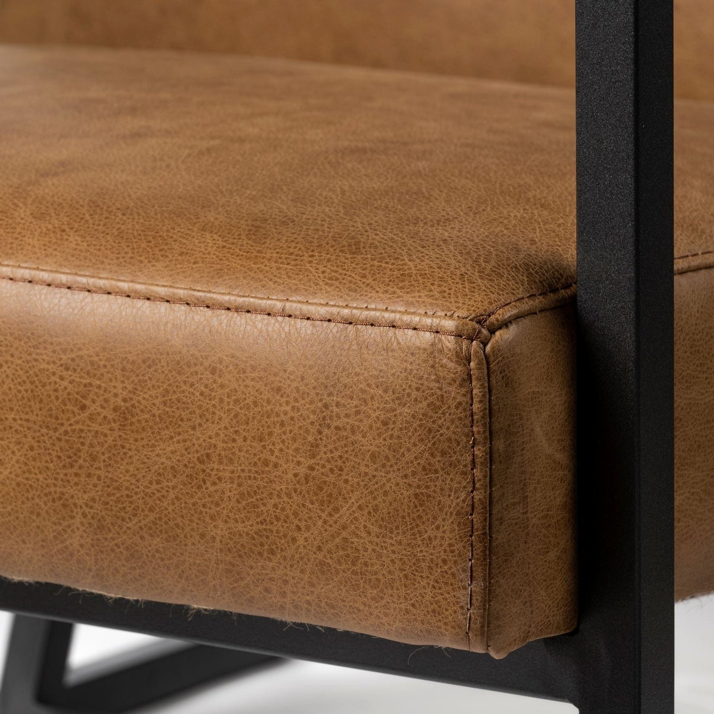 32" Brown And Black Faux Leather Distressed Arm Chair - Homeroots - Flyclothing LLC
