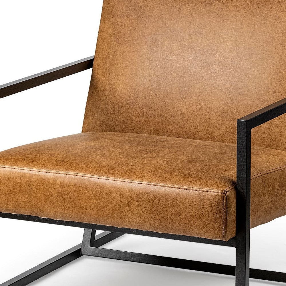 32" Brown And Black Faux Leather Distressed Arm Chair - Homeroots - Flyclothing LLC
