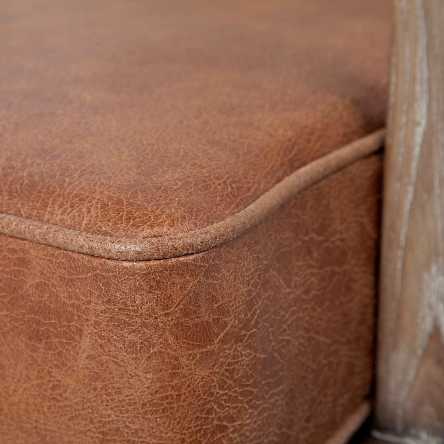 24" Beige and Brown And Brown Leather Arm Chair - Homeroots - Flyclothing LLC