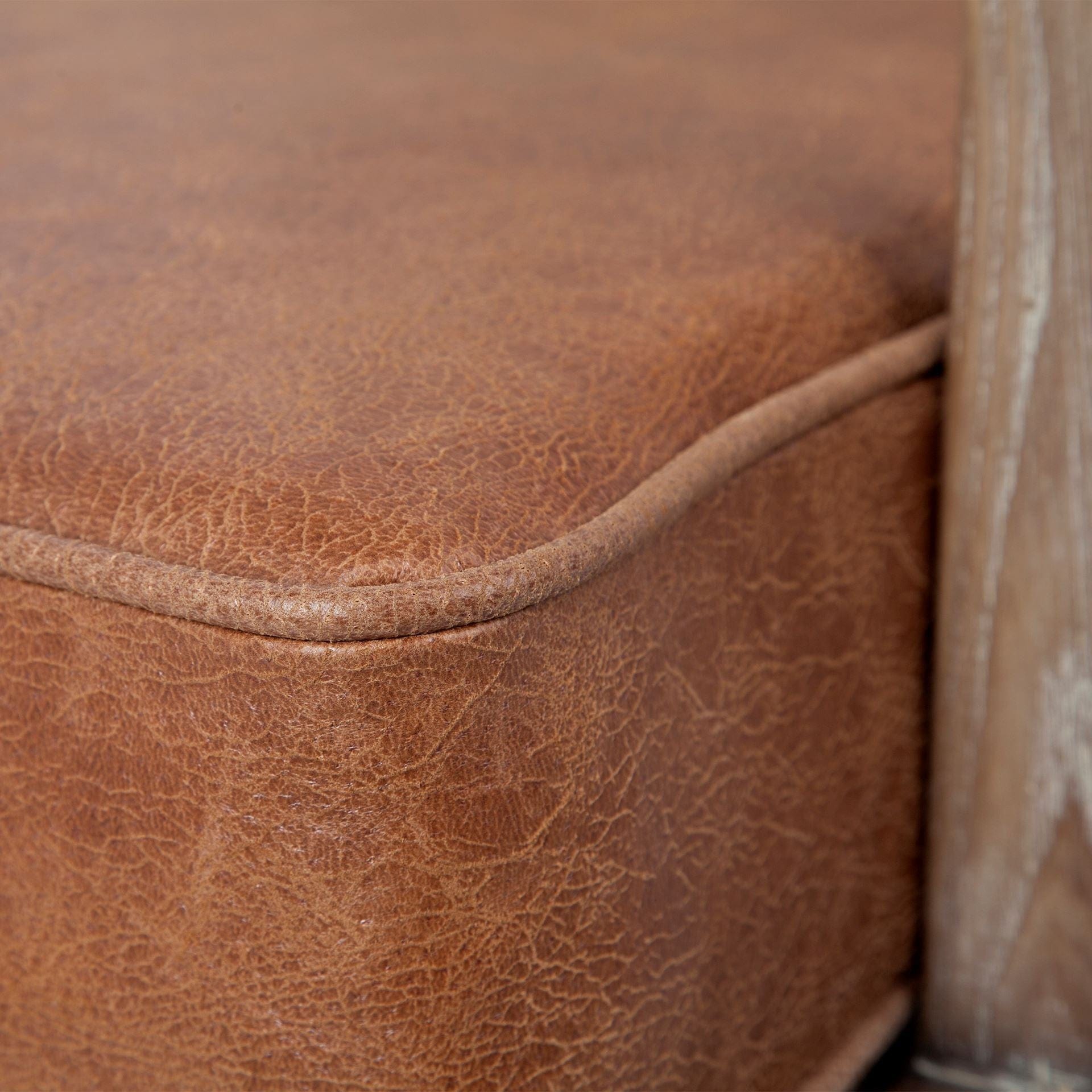 24" Beige and Brown And Brown Leather Arm Chair - Homeroots - Flyclothing LLC