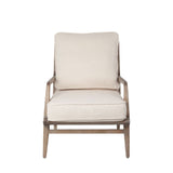 24" Ivory And Wood Brown Fabric Arm Chair - Homeroots