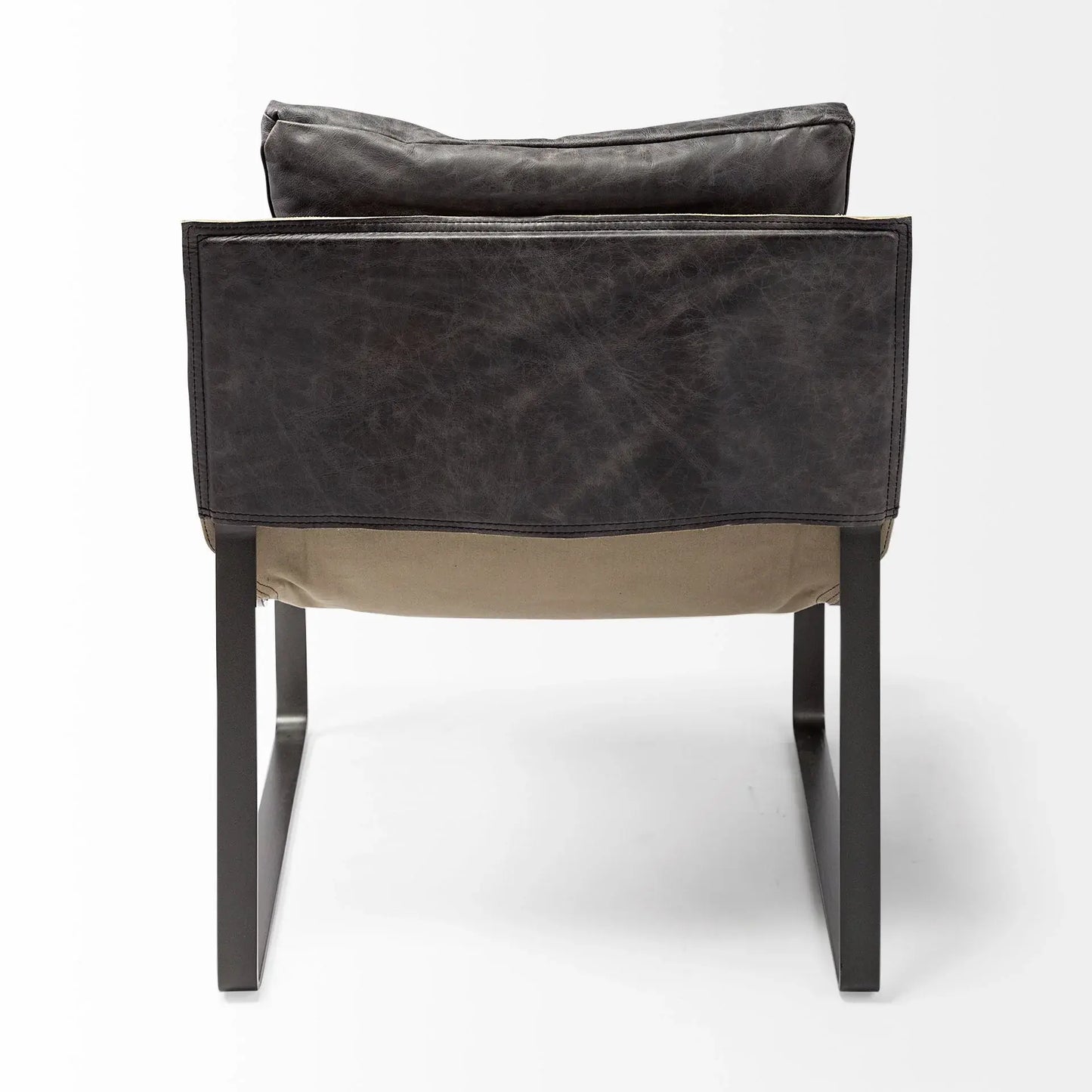 Black Leather Body Accent Chair With Metal Frame - Homeroots - Flyclothing LLC
