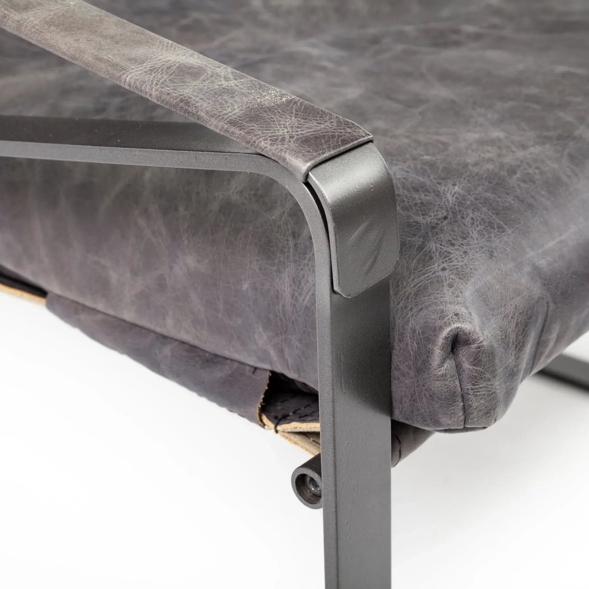 Black Leather Body Accent Chair With Metal Frame - Homeroots - Flyclothing LLC