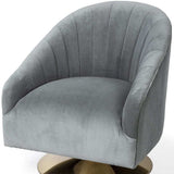 Gray Velet Covered Seat Accent Chair With Gold Swivel Base - Homeroots - Flyclothing LLC