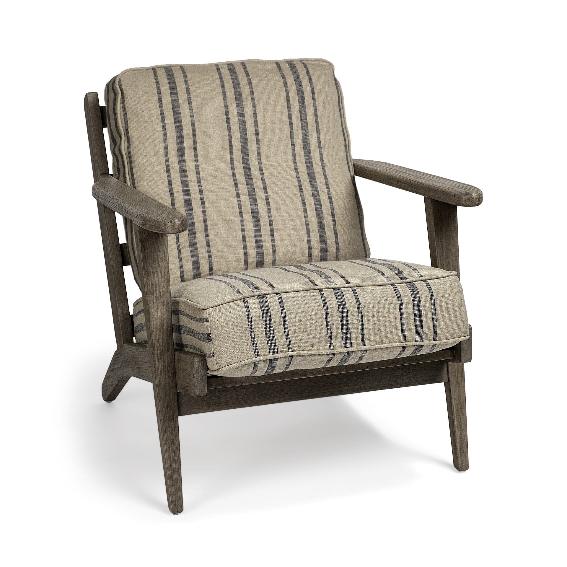 31" Beige and Gray And Brown Fabric Striped Lounge Chair - Homeroots - Flyclothing LLC