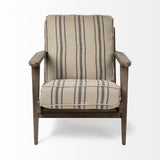 31" Beige and Gray And Brown Fabric Striped Lounge Chair - Homeroots - Flyclothing LLC