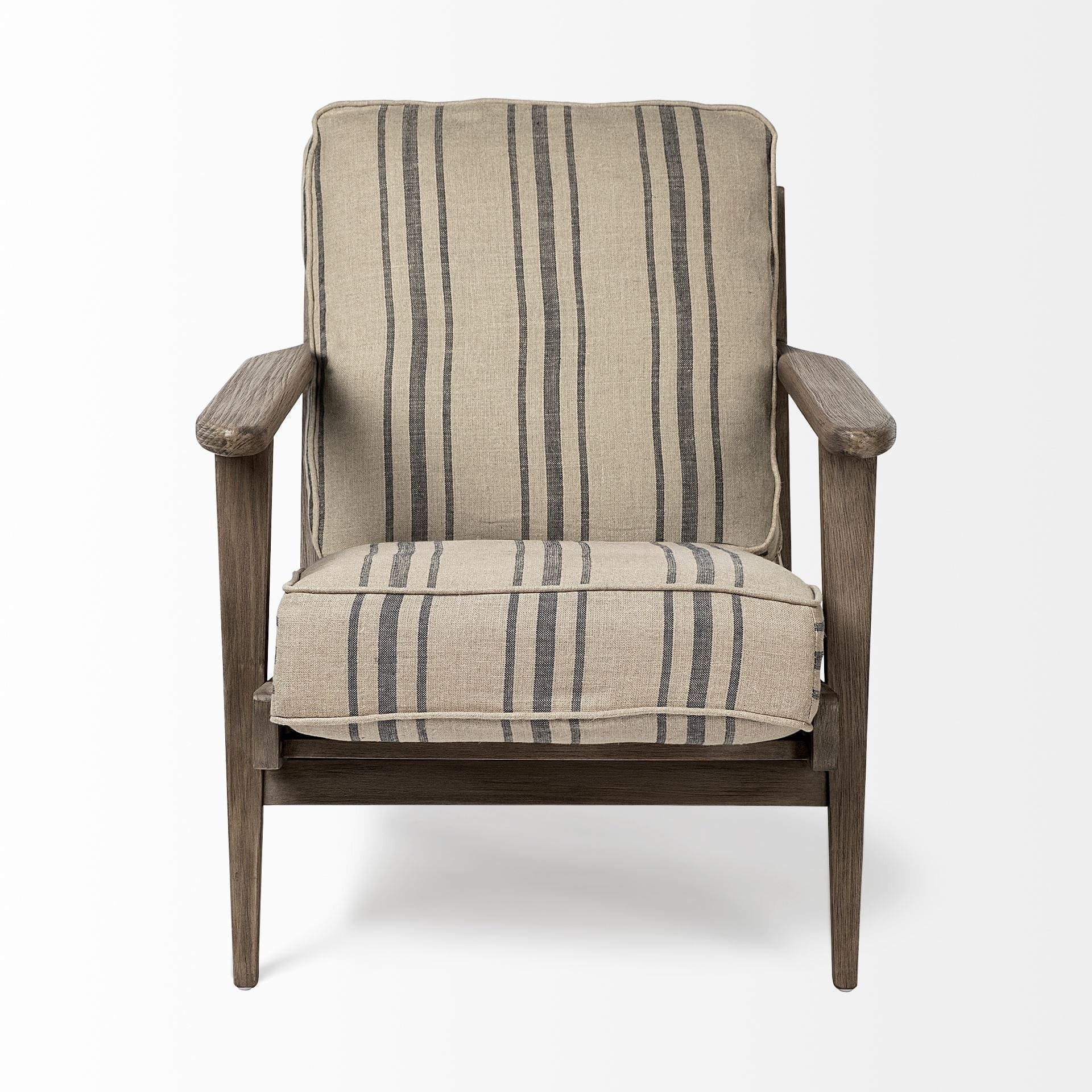31" Beige and Gray And Brown Fabric Striped Lounge Chair - Homeroots - Flyclothing LLC