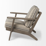 31" Beige and Gray And Brown Fabric Striped Lounge Chair - Homeroots - Flyclothing LLC
