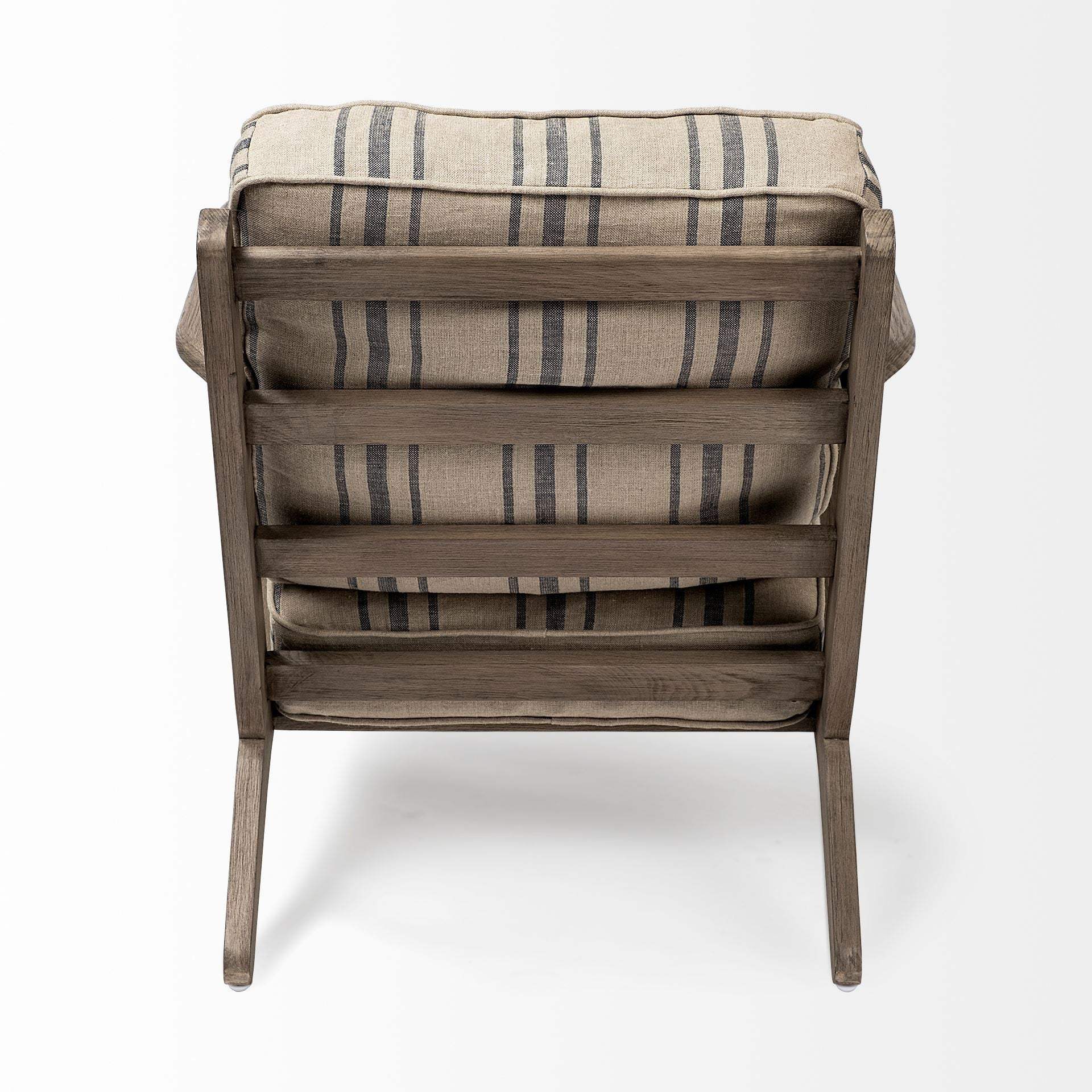 31" Beige and Gray And Brown Fabric Striped Lounge Chair - Homeroots - Flyclothing LLC