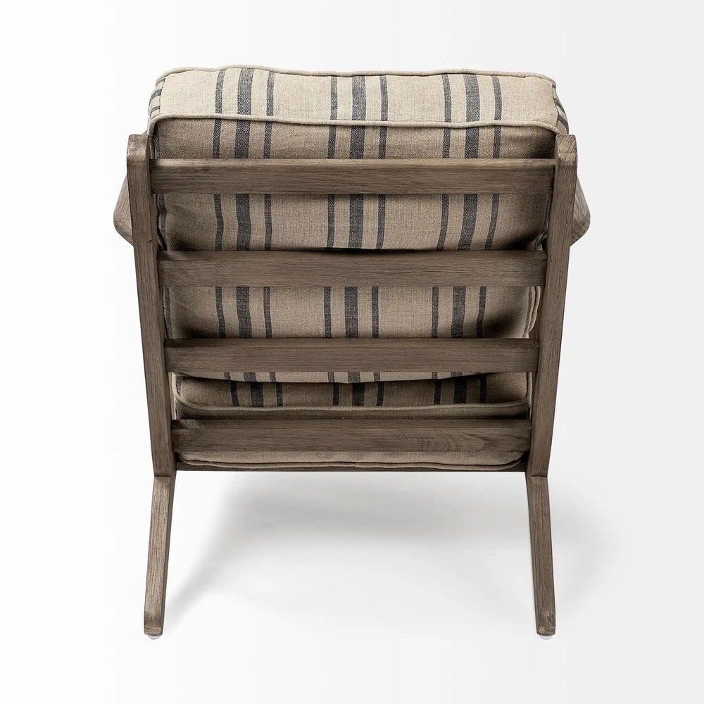 31" Beige and Gray And Brown Fabric Striped Lounge Chair - Homeroots