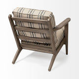 31" Beige and Gray And Brown Fabric Striped Lounge Chair - Homeroots - Flyclothing LLC