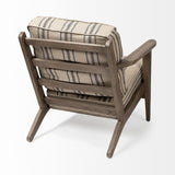 31" Beige and Gray And Brown Fabric Striped Lounge Chair - Homeroots