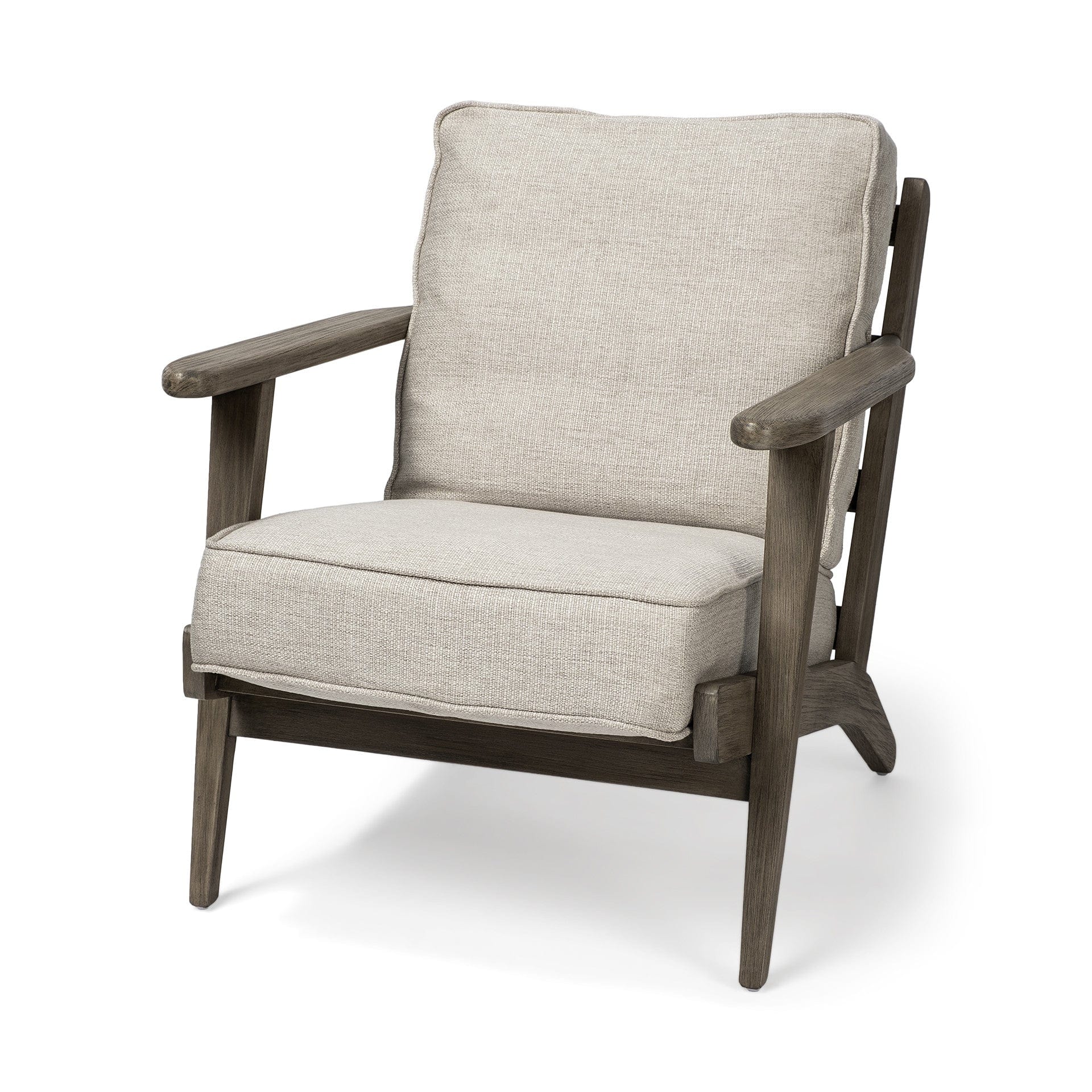 31" Cream And Brown Fabric Lounge Chair - Homeroots - Flyclothing LLC
