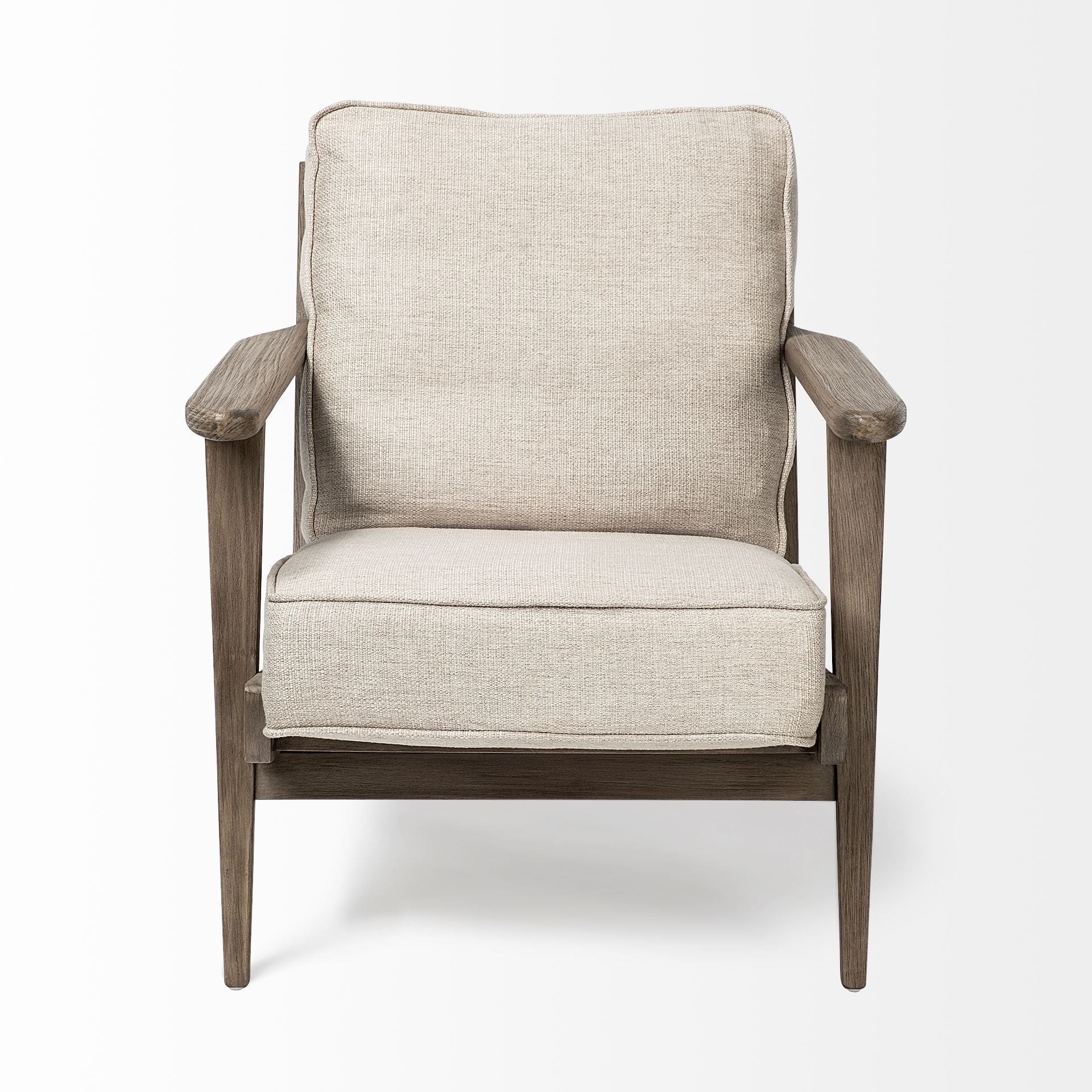 31" Cream And Brown Fabric Lounge Chair - Homeroots - Flyclothing LLC
