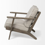 31" Cream And Brown Fabric Lounge Chair - Homeroots - Flyclothing LLC