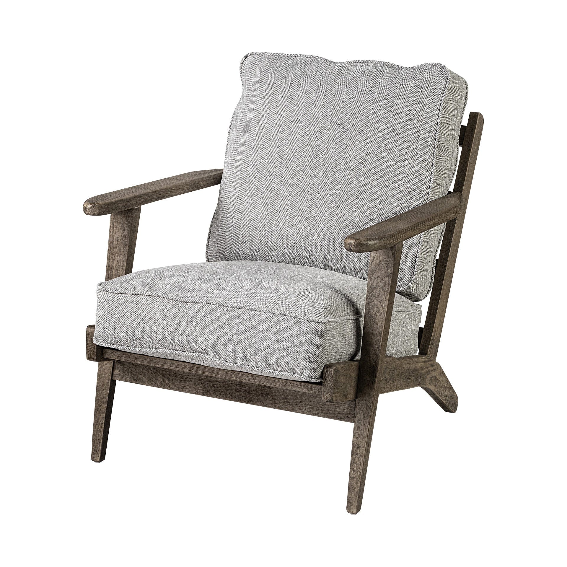 31" Light Gray And Brown Fabric Lounge Chair - Homeroots - Flyclothing LLC