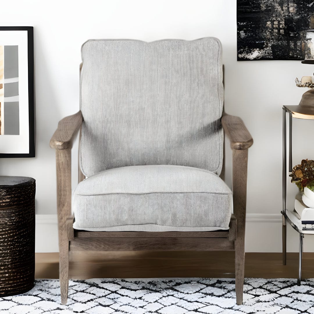 31" Light Gray And Brown Fabric Lounge Chair - Homeroots - Flyclothing LLC