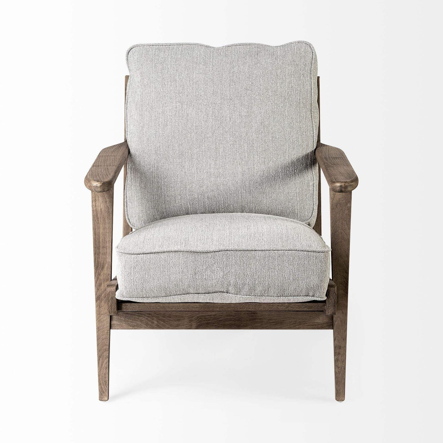 31" Light Gray And Brown Fabric Lounge Chair - Homeroots - Flyclothing LLC