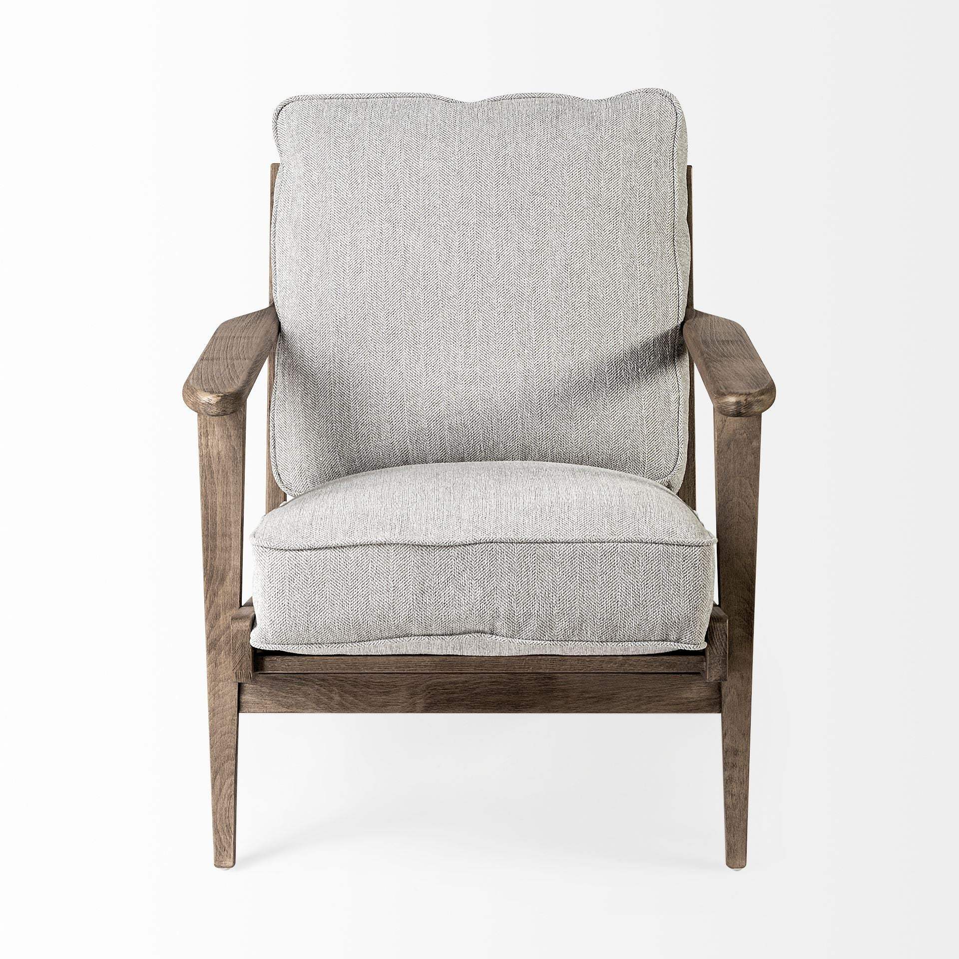 31" Light Gray And Brown Fabric Lounge Chair - Homeroots - Flyclothing LLC