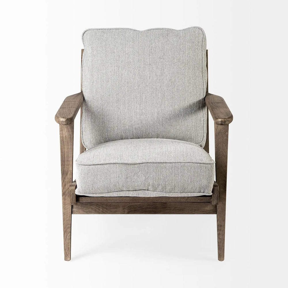 31" Light Gray And Brown Fabric Lounge Chair - Homeroots