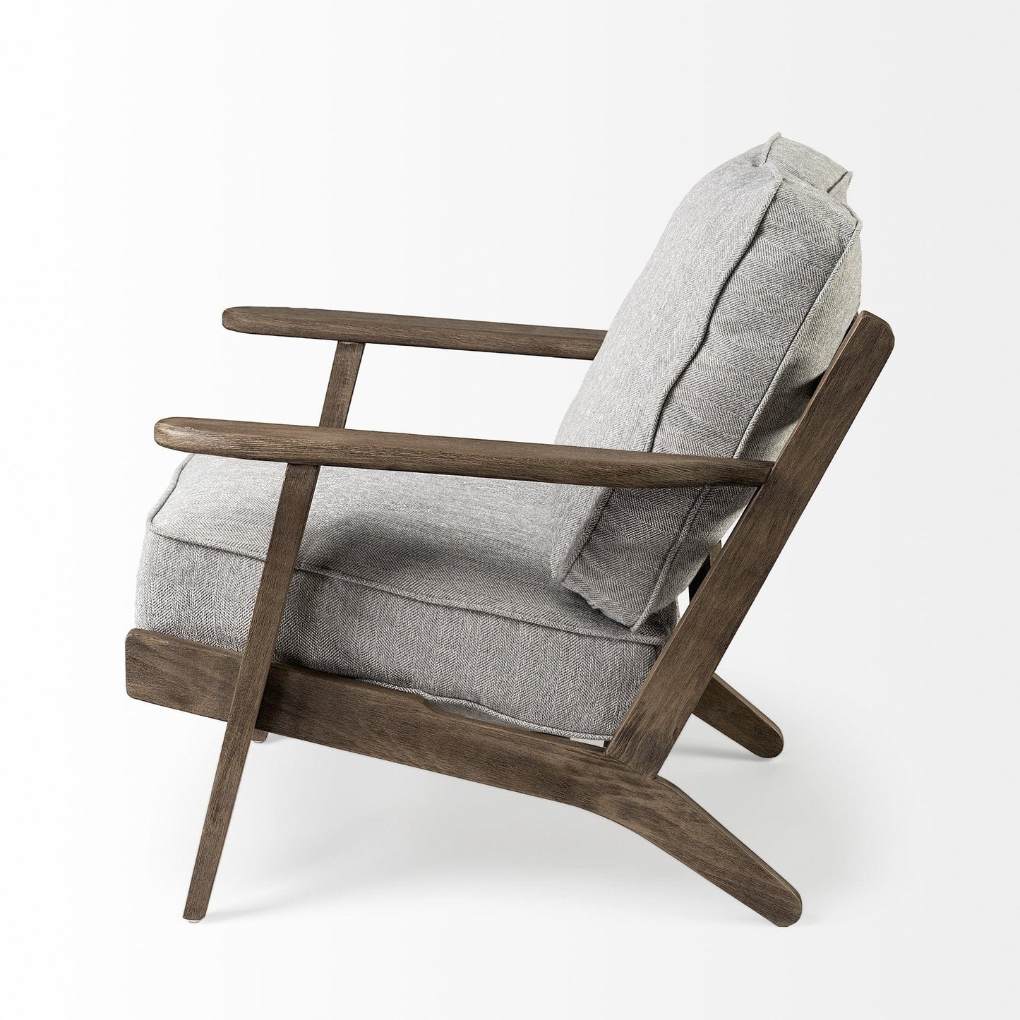 31" Light Gray And Brown Fabric Lounge Chair - Homeroots - Flyclothing LLC