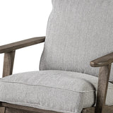 31" Light Gray And Brown Fabric Lounge Chair - Homeroots - Flyclothing LLC