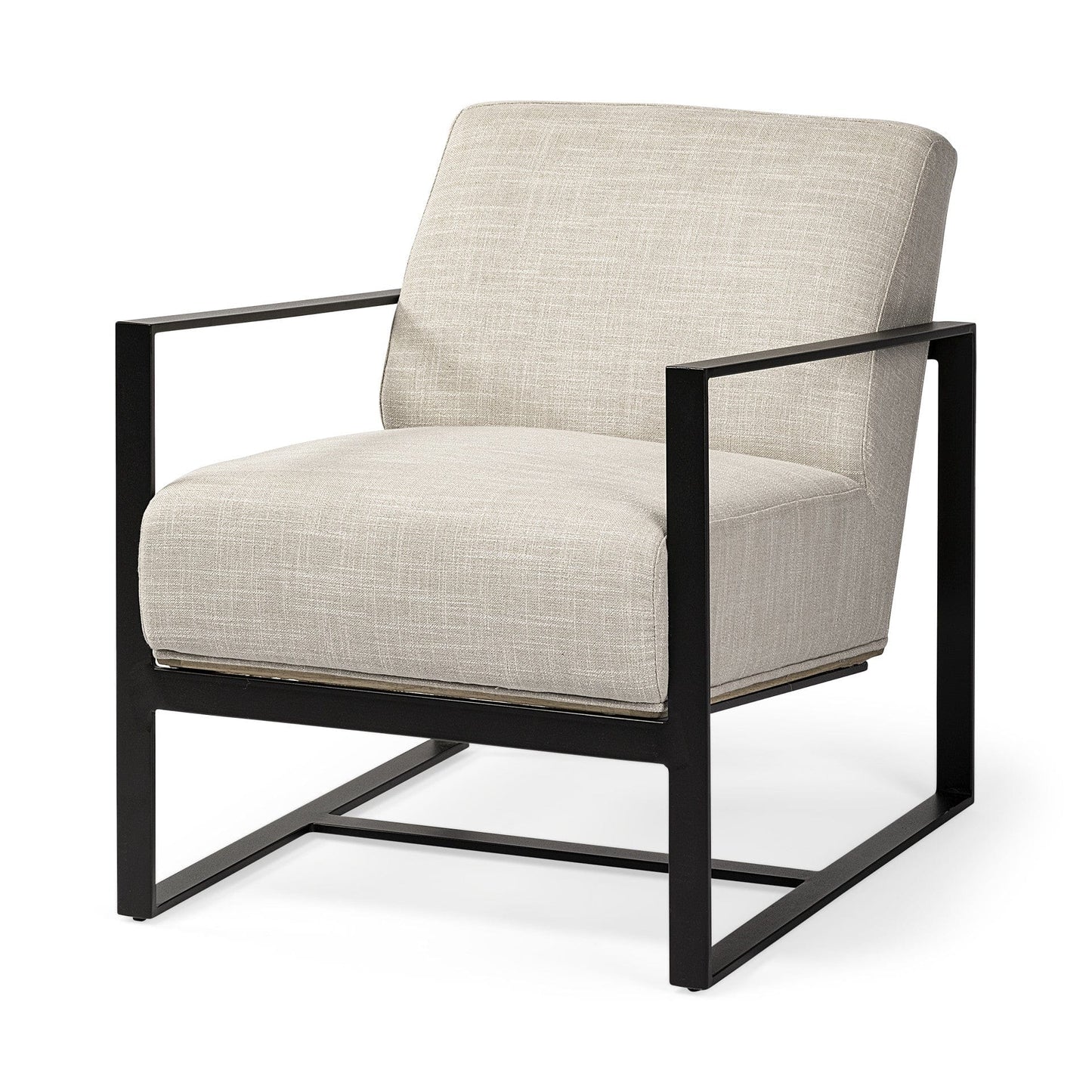 32" Cream And Black Fabric Arm Chair - Homeroots - Flyclothing LLC