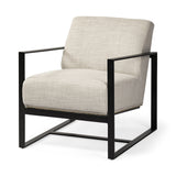 32" Cream And Black Fabric Arm Chair - Homeroots - Flyclothing LLC