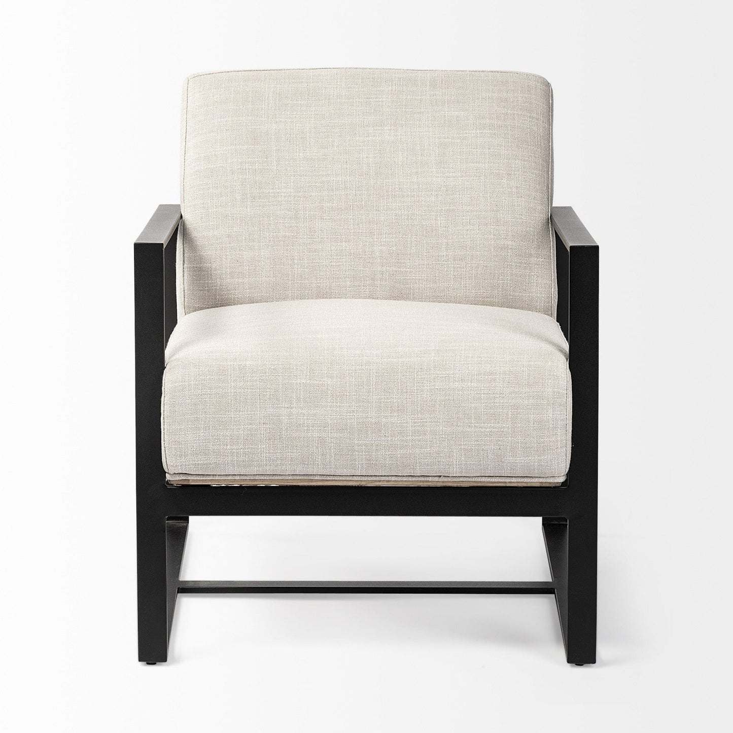 32" Cream And Black Fabric Arm Chair - Homeroots - Flyclothing LLC