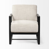 32" Cream And Black Fabric Arm Chair - Homeroots - Flyclothing LLC